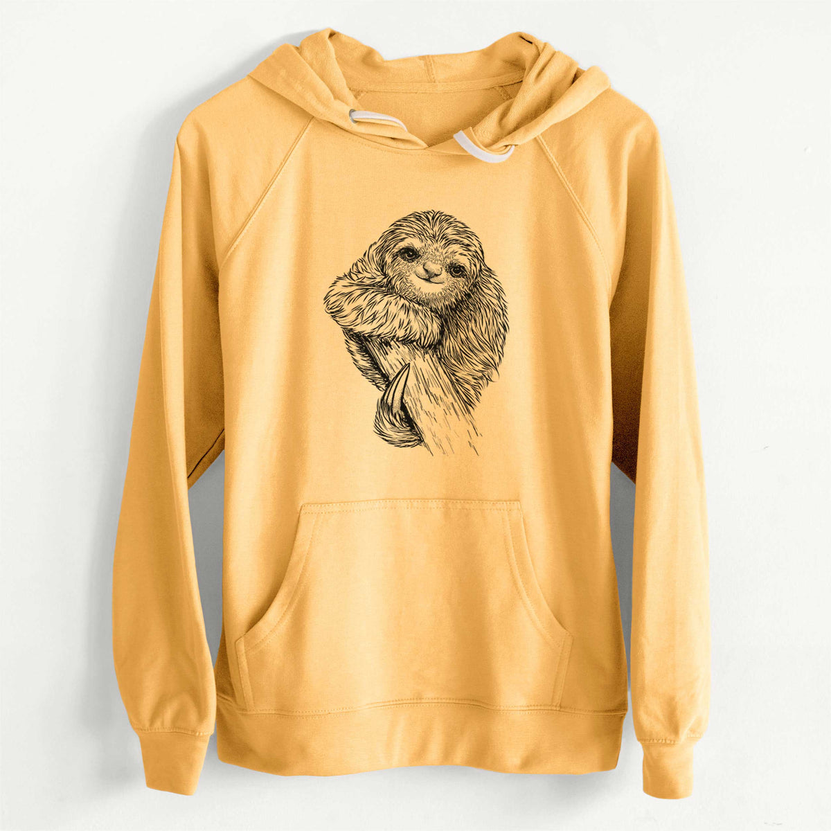 CLEARANCE - Pygmy Three-toed Sloth - Bradypus pygmaeus  - Unisex Slim Fit Loopback Terry Hoodie