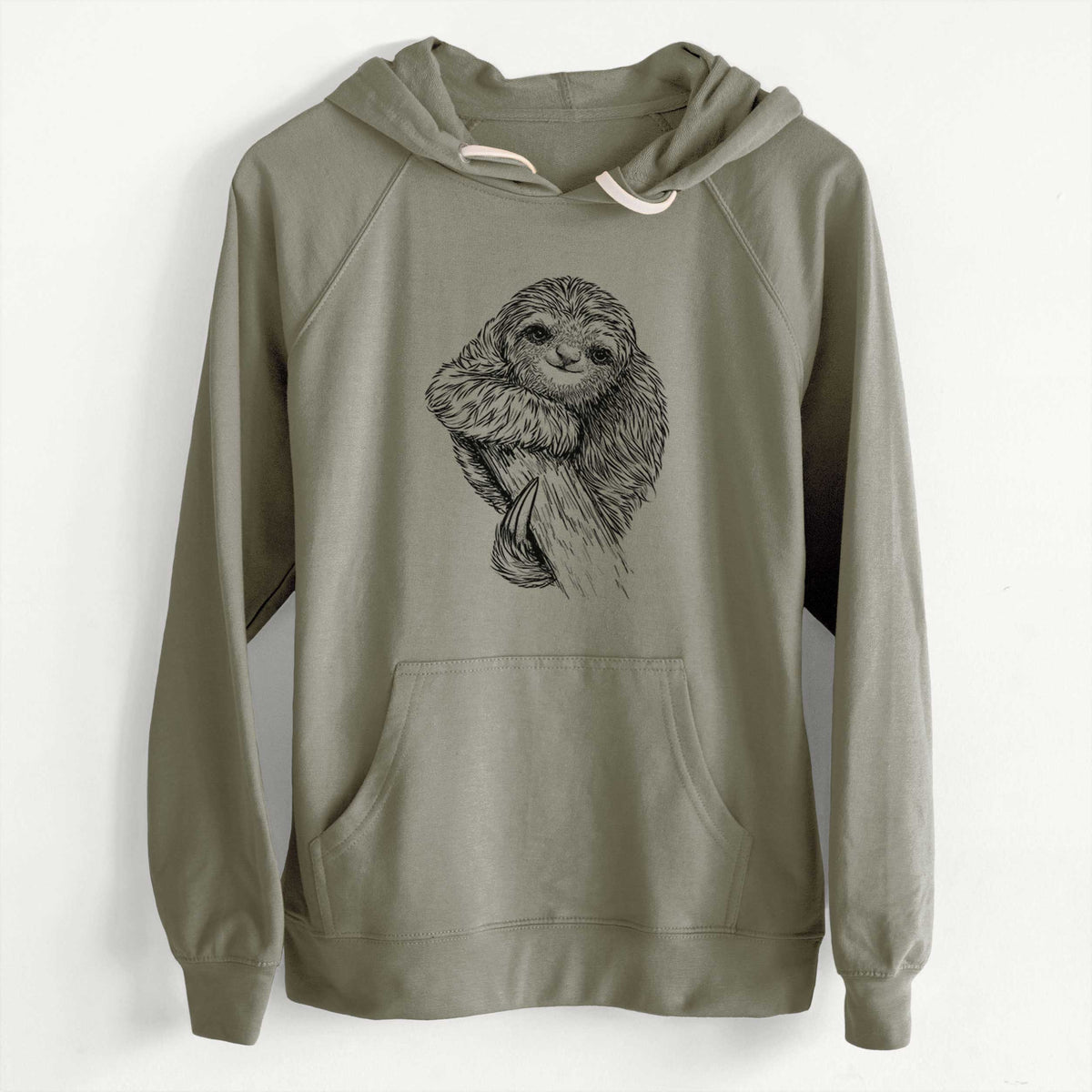 CLEARANCE - Pygmy Three-toed Sloth - Bradypus pygmaeus  - Unisex Slim Fit Loopback Terry Hoodie