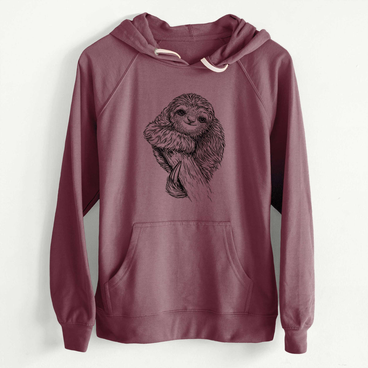 CLEARANCE - Pygmy Three-toed Sloth - Bradypus pygmaeus  - Unisex Slim Fit Loopback Terry Hoodie