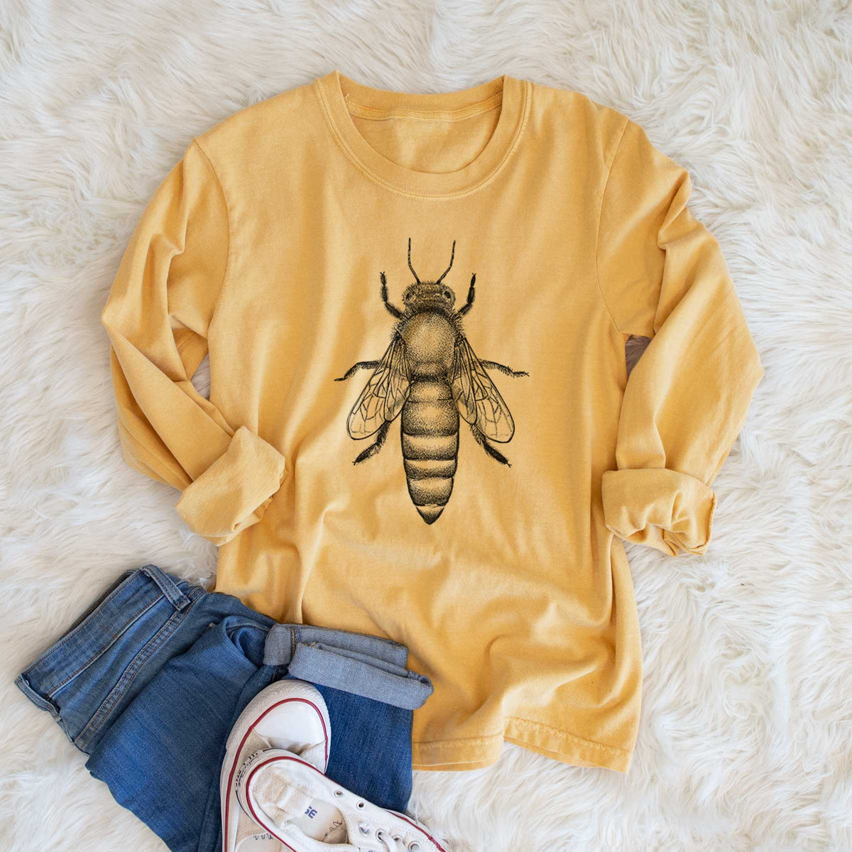 Queen Bee Apis Mellifera - Men&#39;s Heavyweight 100% Cotton Long Sleeve