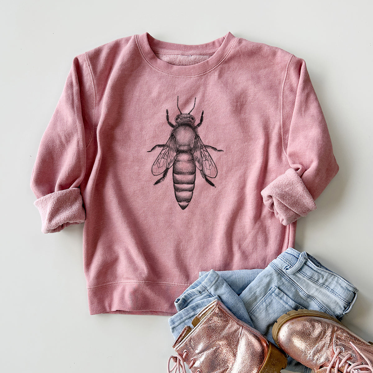 Queen Bee Apis Mellifera - Youth Lightweight Crewneck Sweatshirt