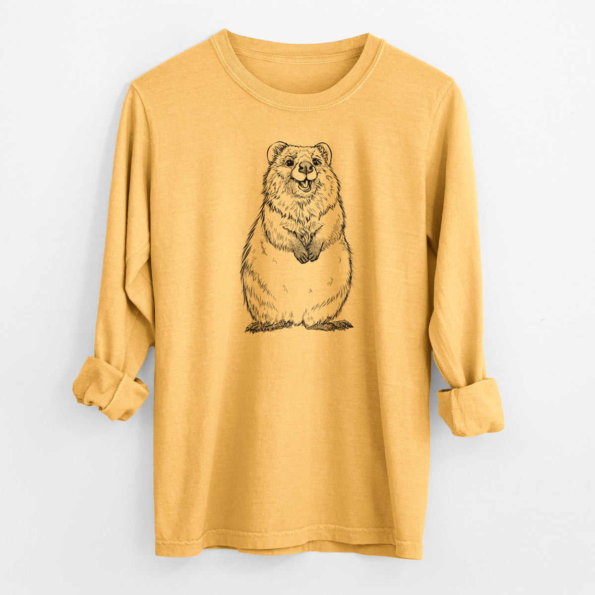 Quokkas - Setonix brachyurus - Men&#39;s Heavyweight 100% Cotton Long Sleeve