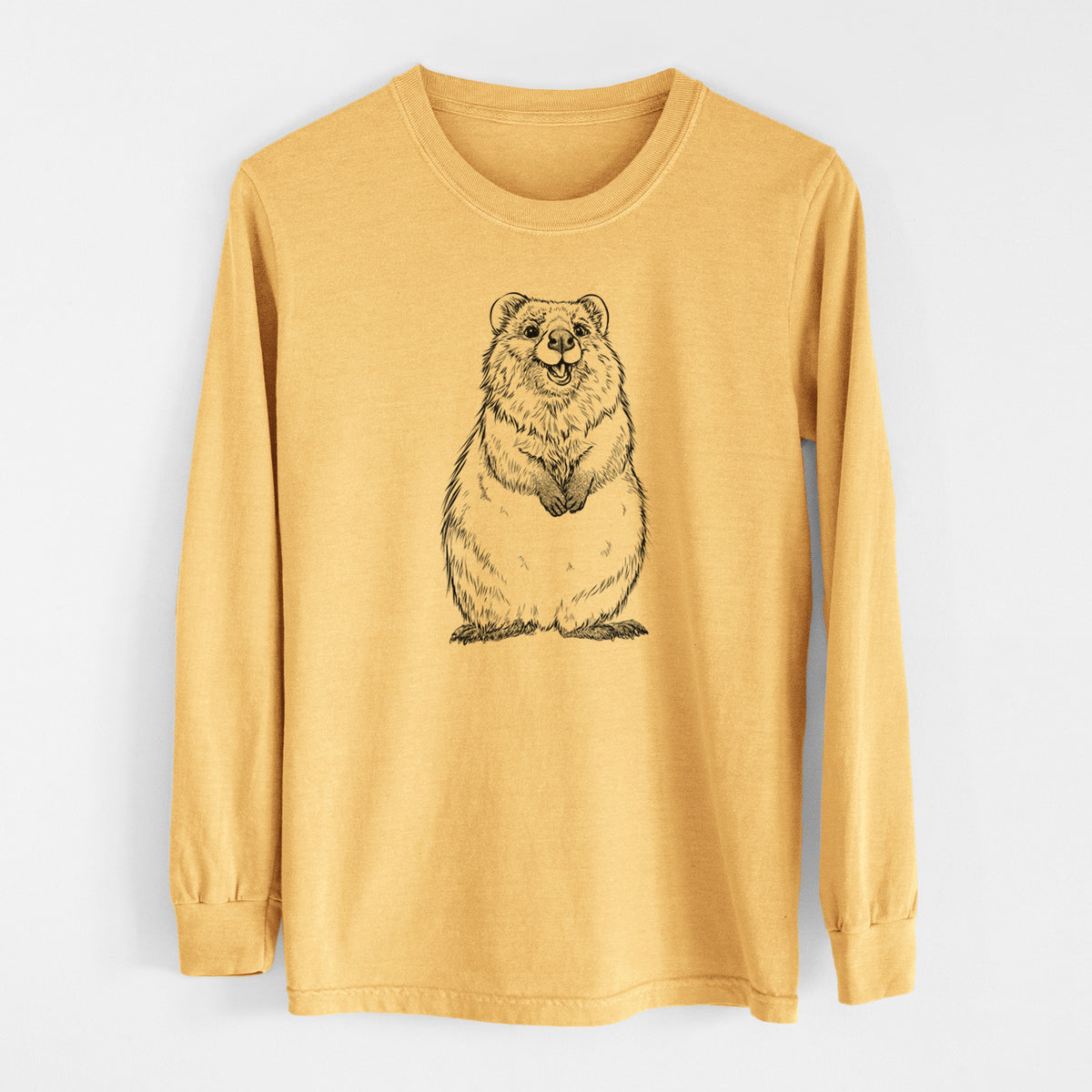 Quokkas - Setonix brachyurus - Men&#39;s Heavyweight 100% Cotton Long Sleeve