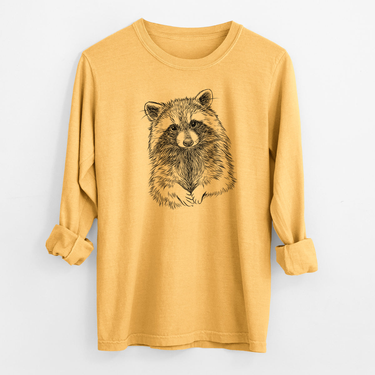 Raccoon - Procyon lotor - Men&#39;s Heavyweight 100% Cotton Long Sleeve