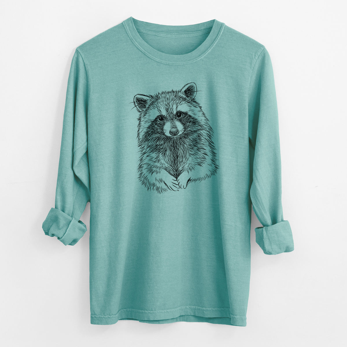 Raccoon - Procyon lotor - Men&#39;s Heavyweight 100% Cotton Long Sleeve