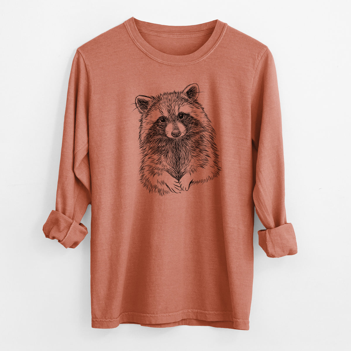 Raccoon - Procyon lotor - Men&#39;s Heavyweight 100% Cotton Long Sleeve