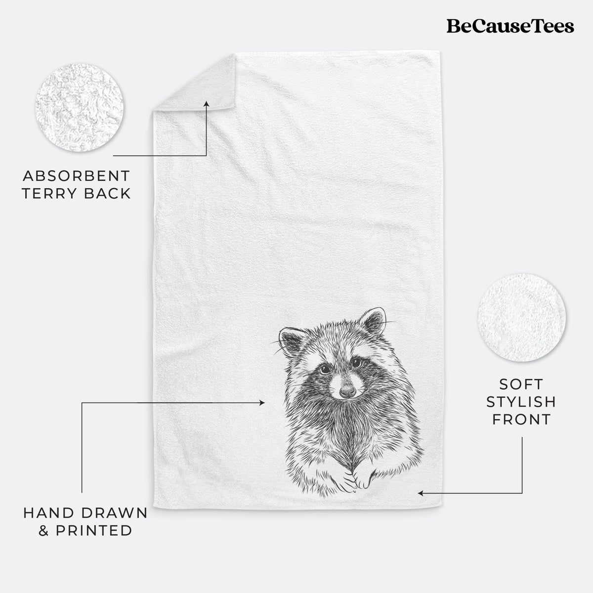 Raccoon - Procyon lotor Premium Decorative Hand Towel