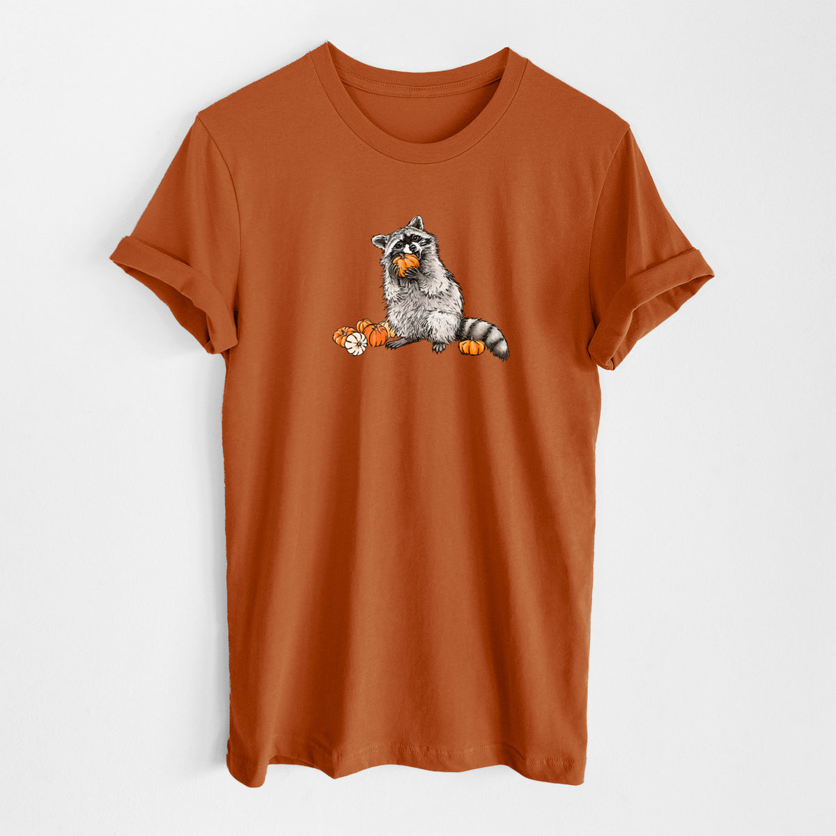 Racoon Pumpkin Bandit - Lightweight 100% Cotton Unisex Crewneck