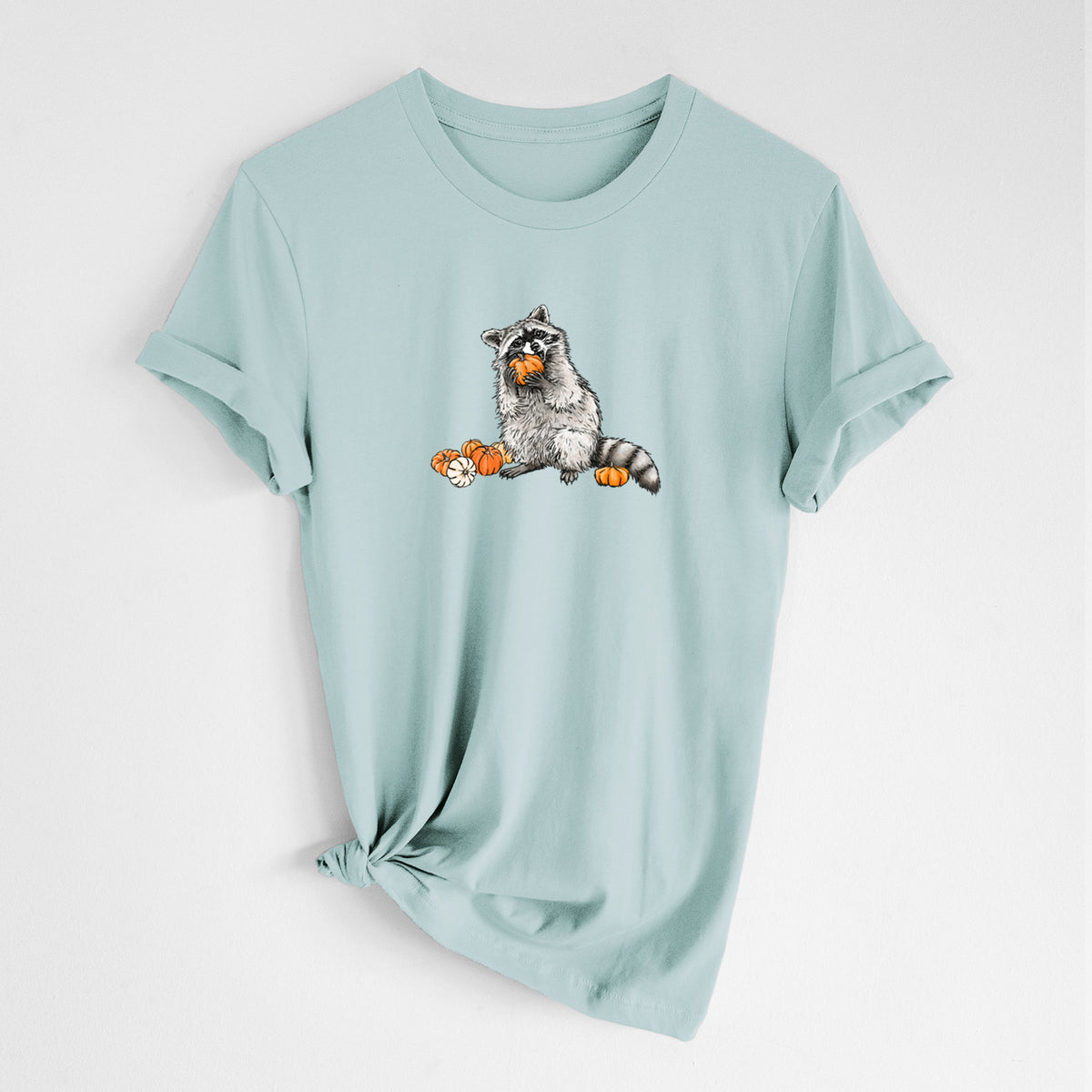 Racoon Pumpkin Bandit - Lightweight 100% Cotton Unisex Crewneck