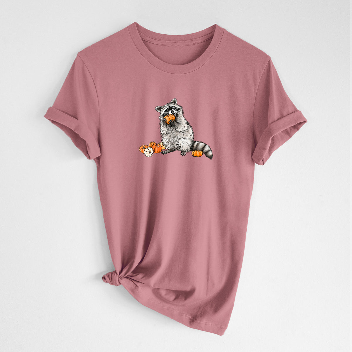 Racoon Pumpkin Bandit - Lightweight 100% Cotton Unisex Crewneck