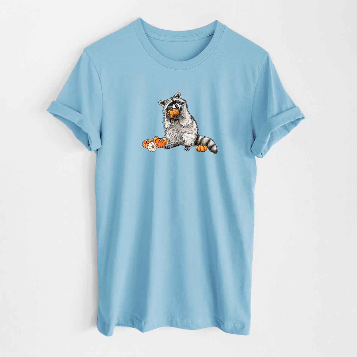 Racoon Pumpkin Bandit - Lightweight 100% Cotton Unisex Crewneck