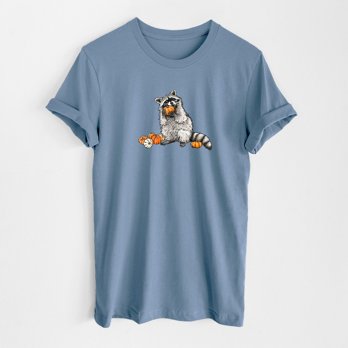 Racoon Pumpkin Bandit - Lightweight 100% Cotton Unisex Crewneck