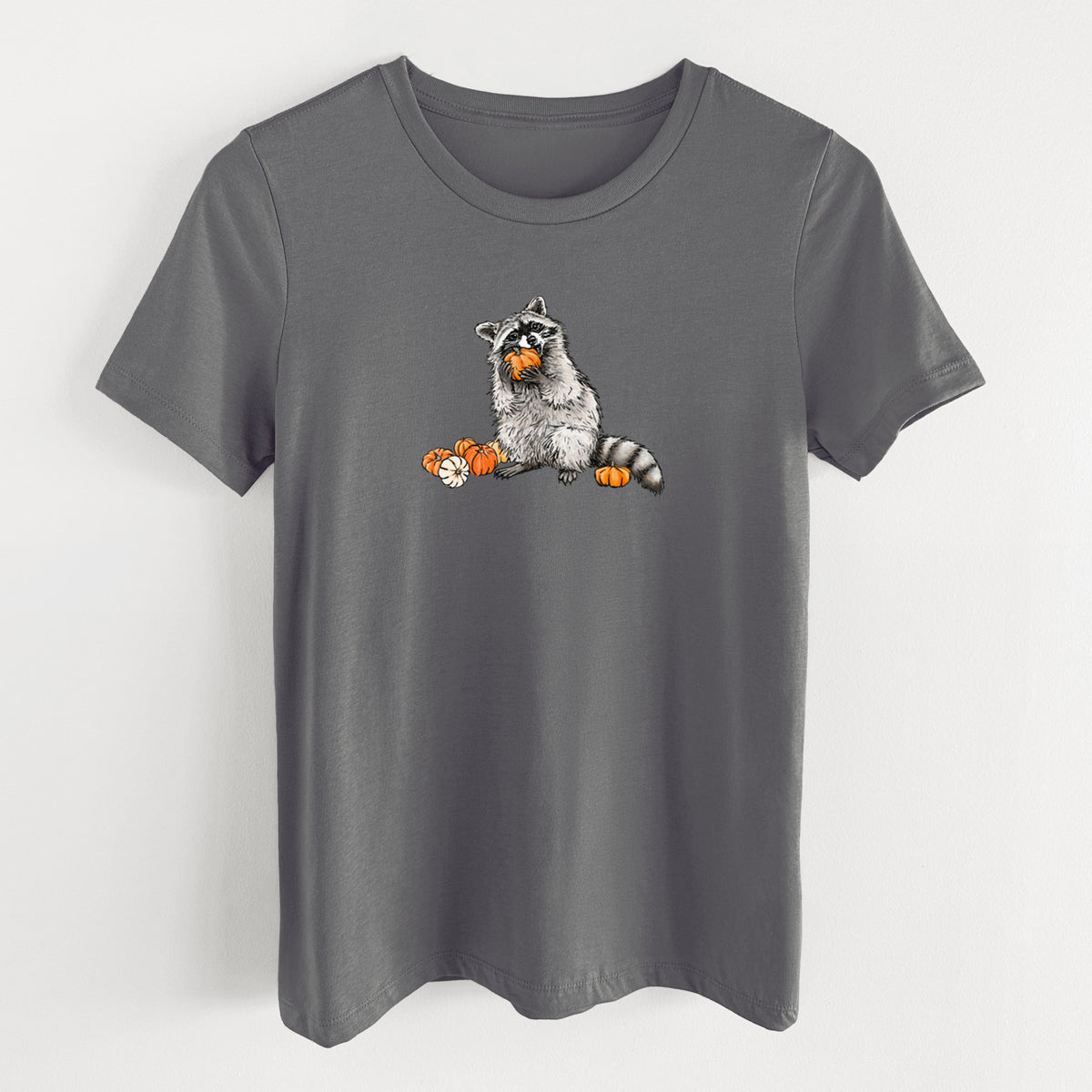 Racoon Pumpkin Bandit - Women's Lightweight Relaxed Fit 100% Cotton Crewneck