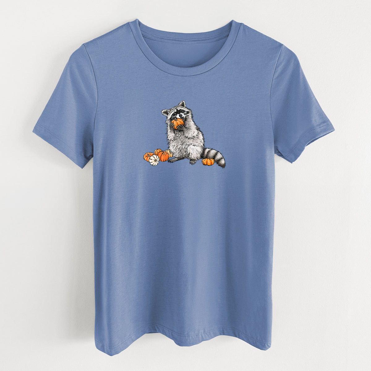 Racoon Pumpkin Bandit - Women's Lightweight Relaxed Fit 100% Cotton Crewneck