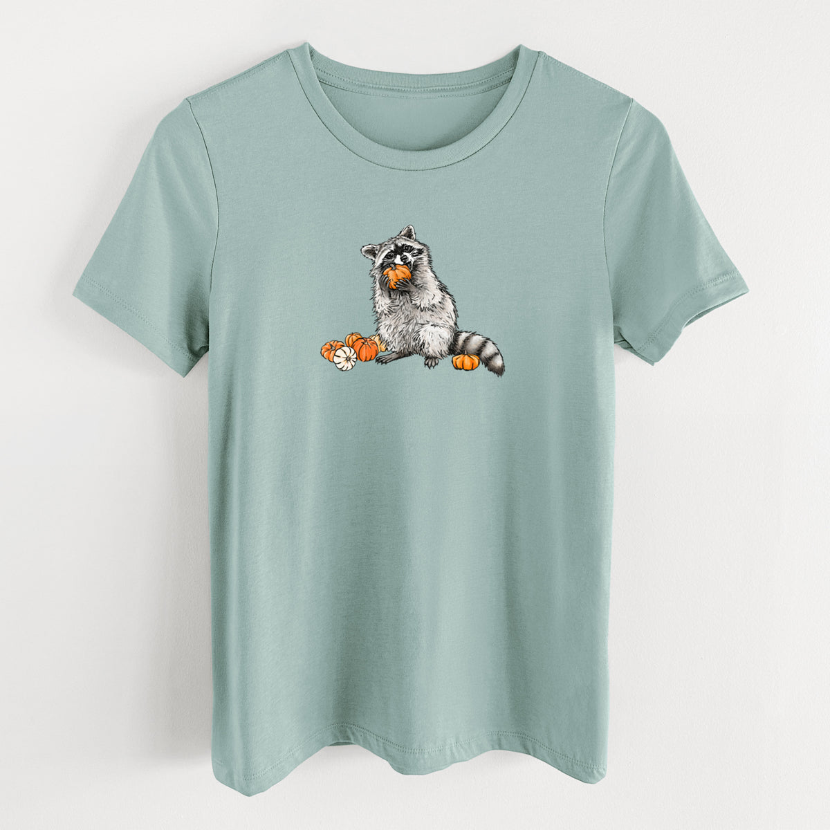Racoon Pumpkin Bandit - Women's Lightweight Relaxed Fit 100% Cotton Crewneck