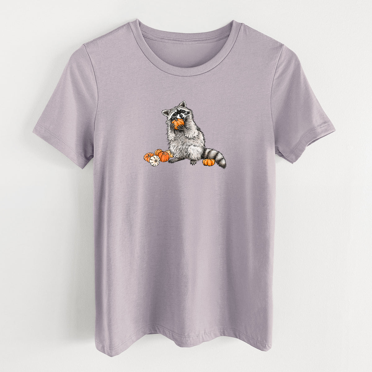Racoon Pumpkin Bandit - Women's Lightweight Relaxed Fit 100% Cotton Crewneck