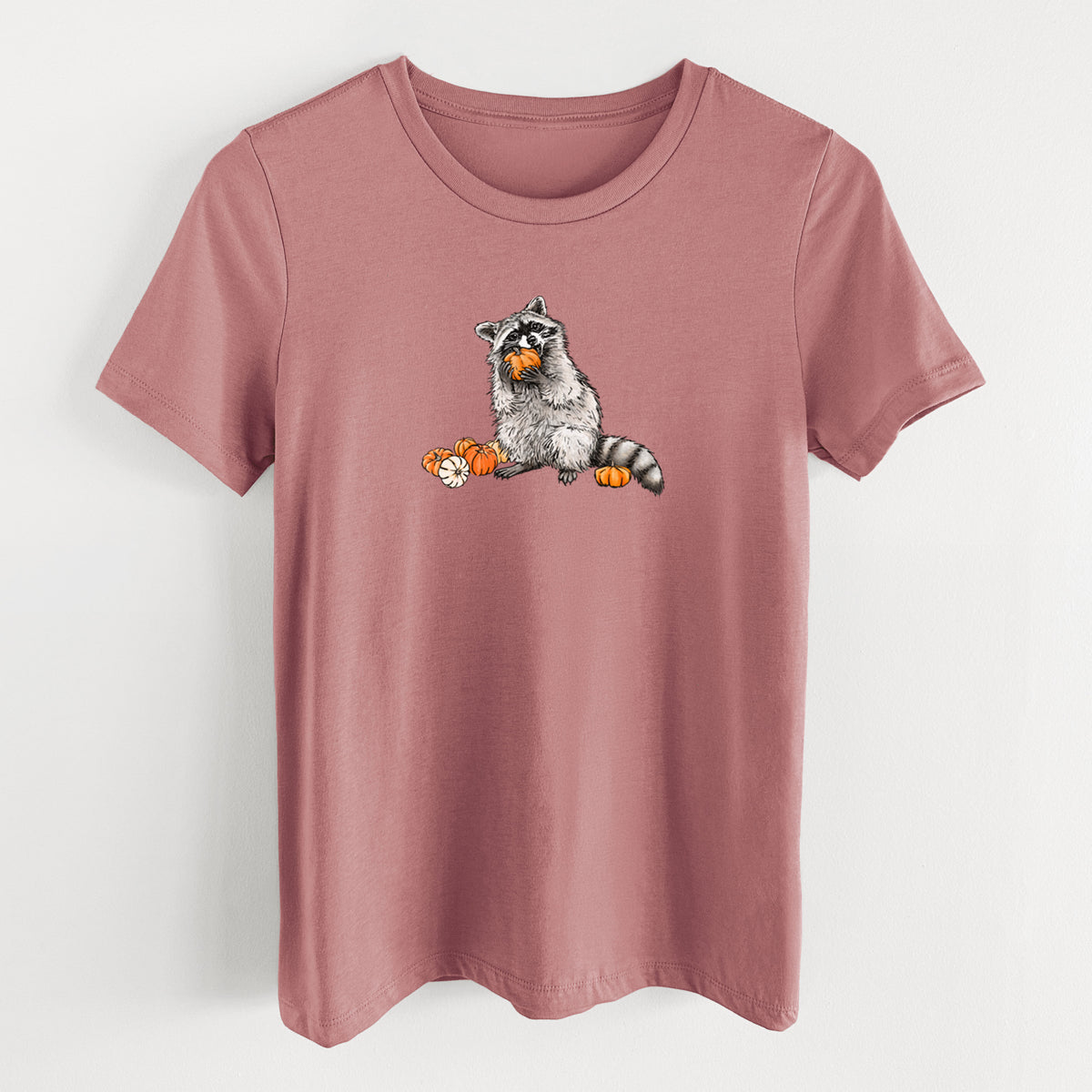 Racoon Pumpkin Bandit - Women's Lightweight Relaxed Fit 100% Cotton Crewneck