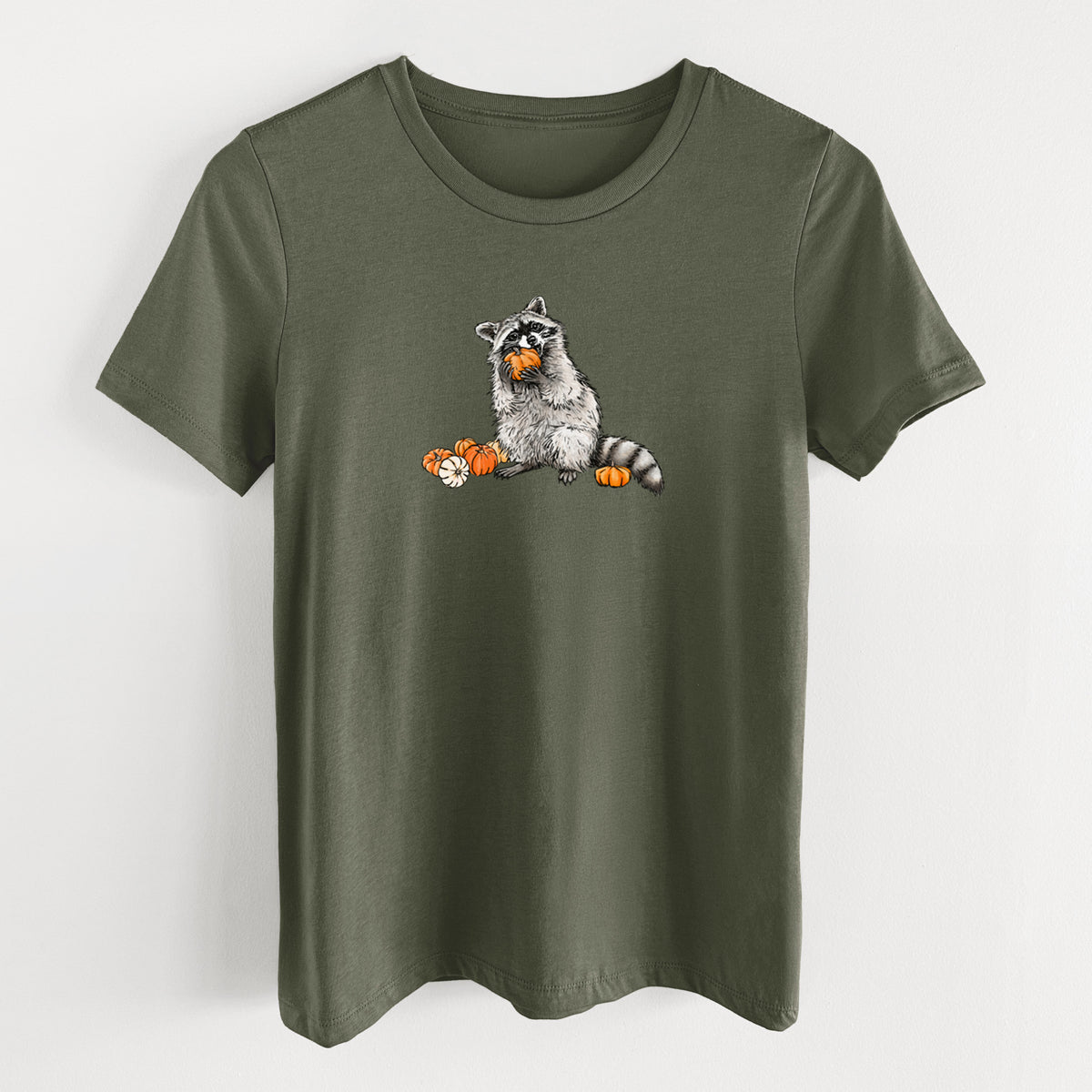Racoon Pumpkin Bandit - Women's Lightweight Relaxed Fit 100% Cotton Crewneck