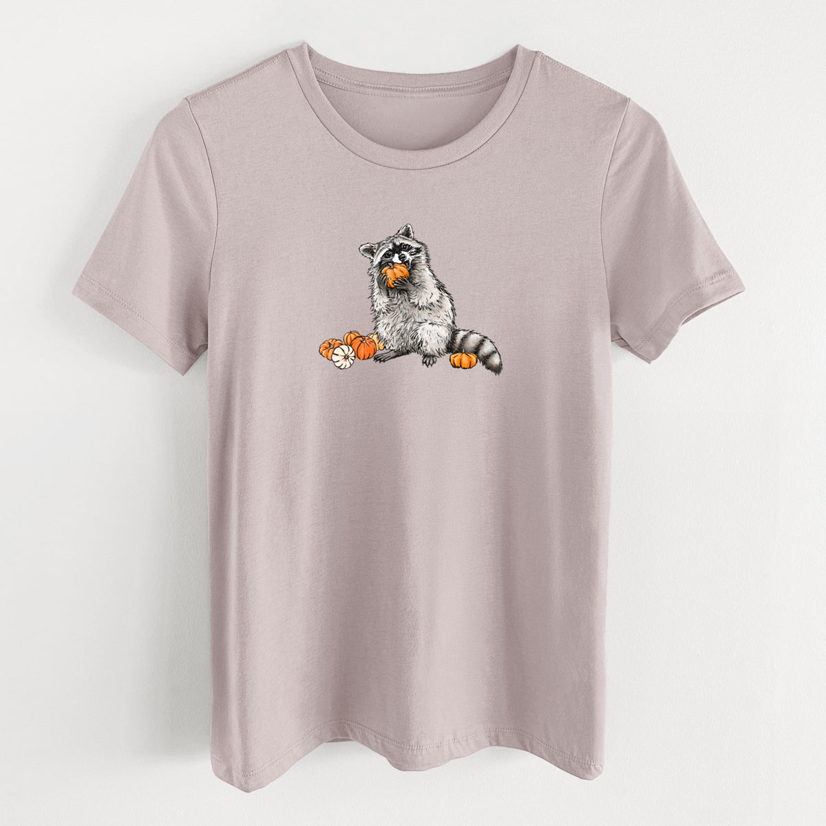 Racoon Pumpkin Bandit - Women's Lightweight Relaxed Fit 100% Cotton Crewneck