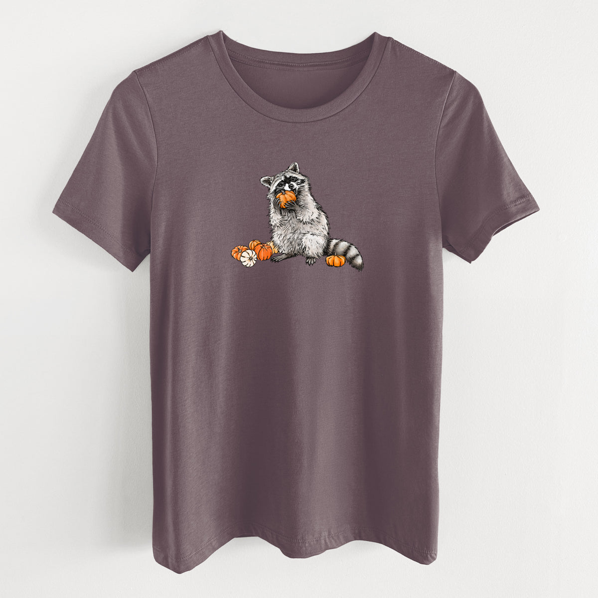 Racoon Pumpkin Bandit - Women's Lightweight Relaxed Fit 100% Cotton Crewneck