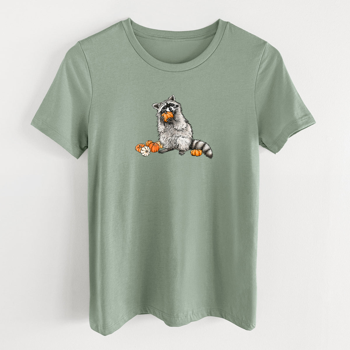 Racoon Pumpkin Bandit - Women's Lightweight Relaxed Fit 100% Cotton Crewneck