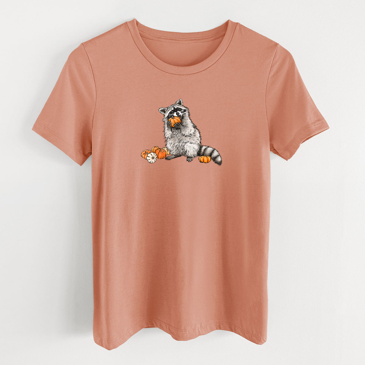 Racoon Pumpkin Bandit - Women's Lightweight Relaxed Fit 100% Cotton Crewneck