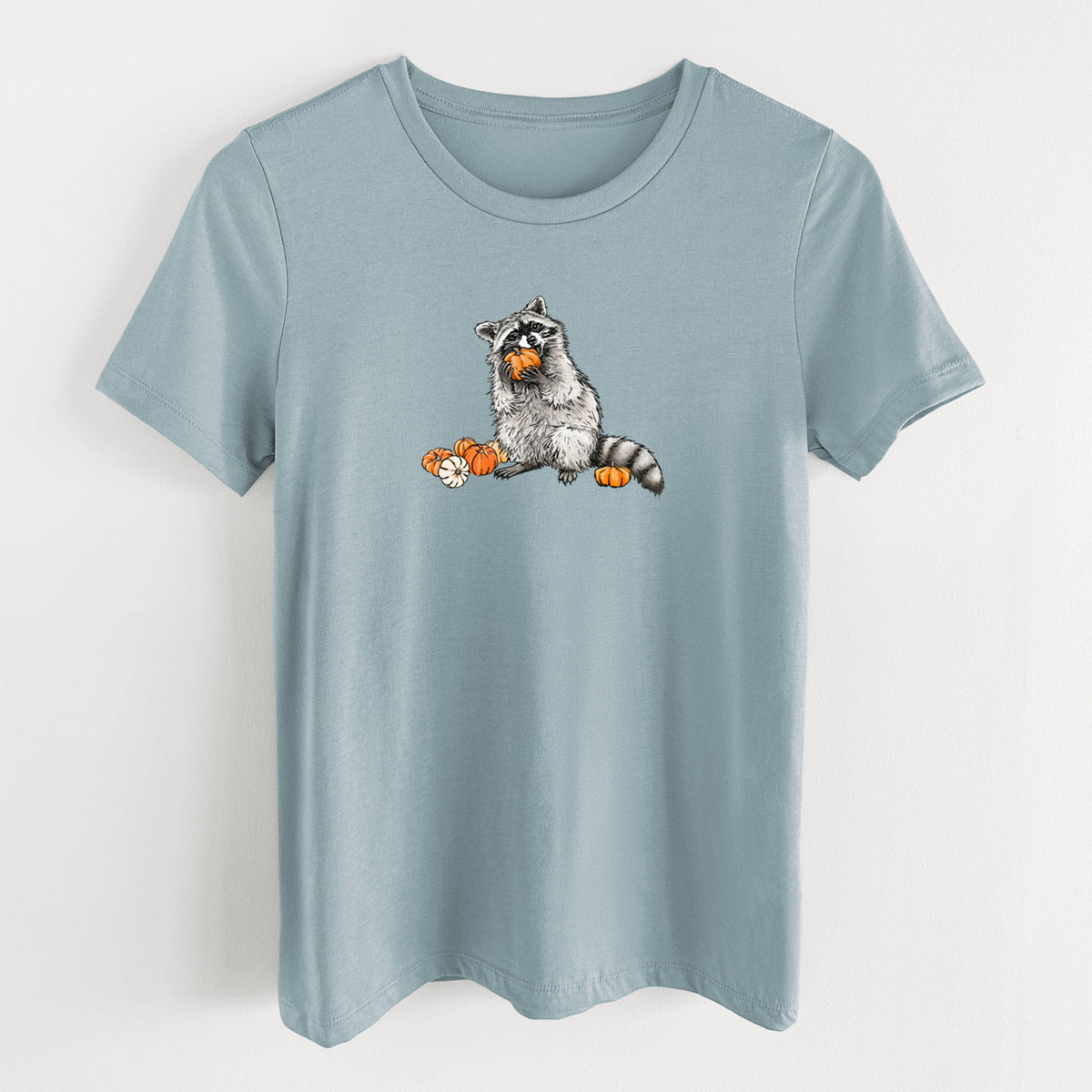 Racoon Pumpkin Bandit - Women's Lightweight Relaxed Fit 100% Cotton Crewneck