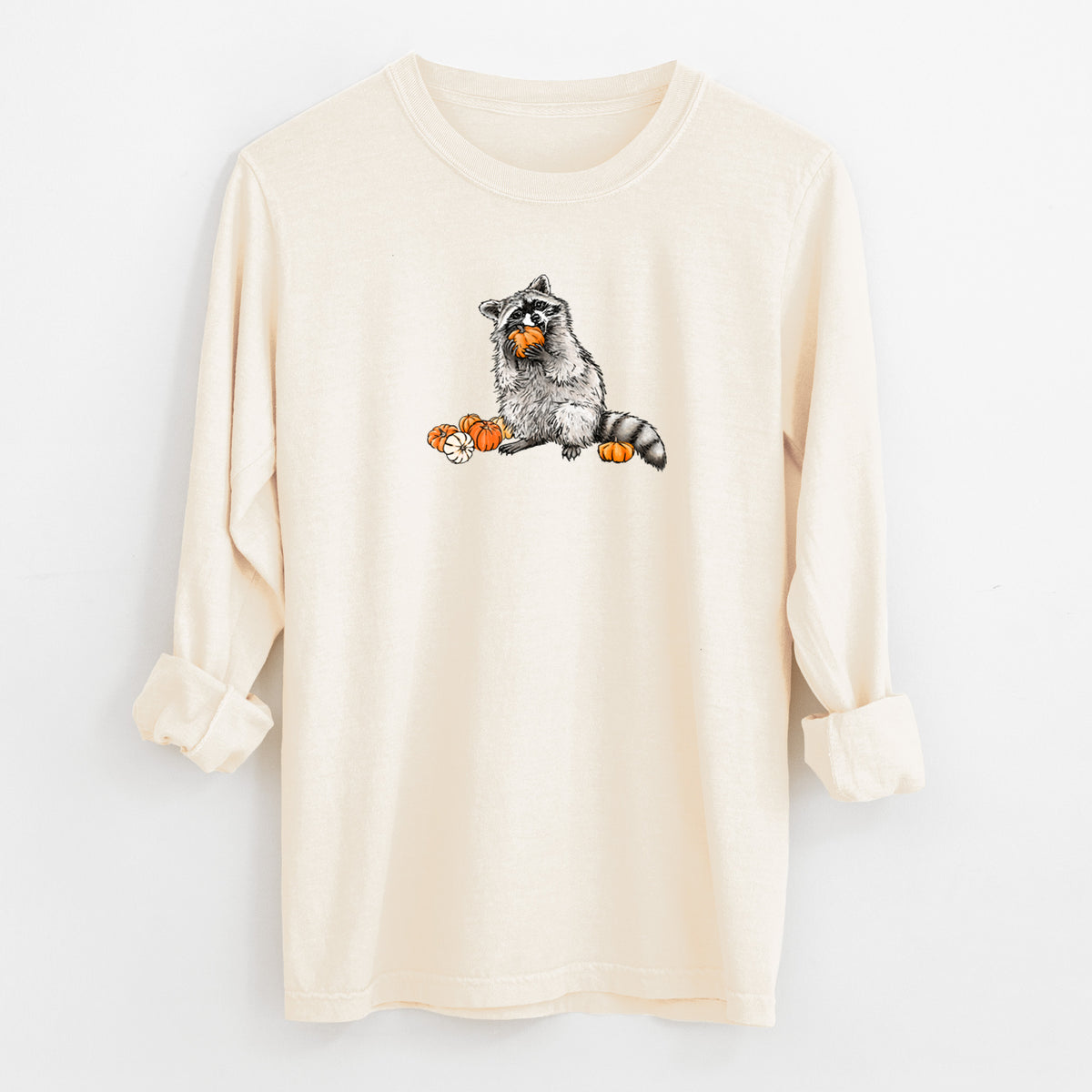 Racoon Pumpkin Bandit - Unisex Comfort Colors 100% Cotton Long Sleeve