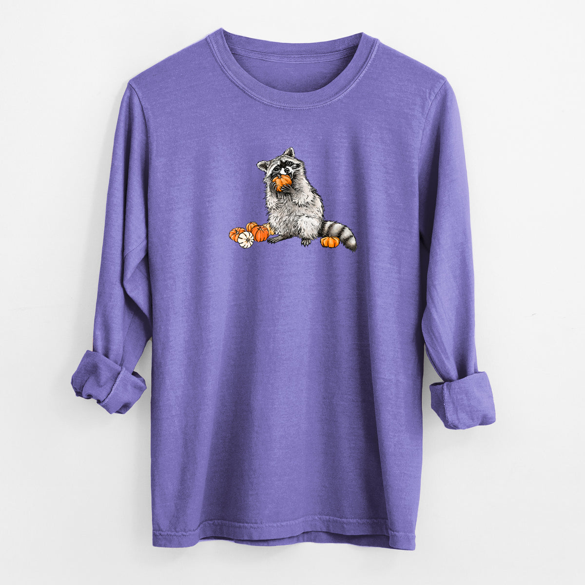 Racoon Pumpkin Bandit - Unisex Comfort Colors 100% Cotton Long Sleeve