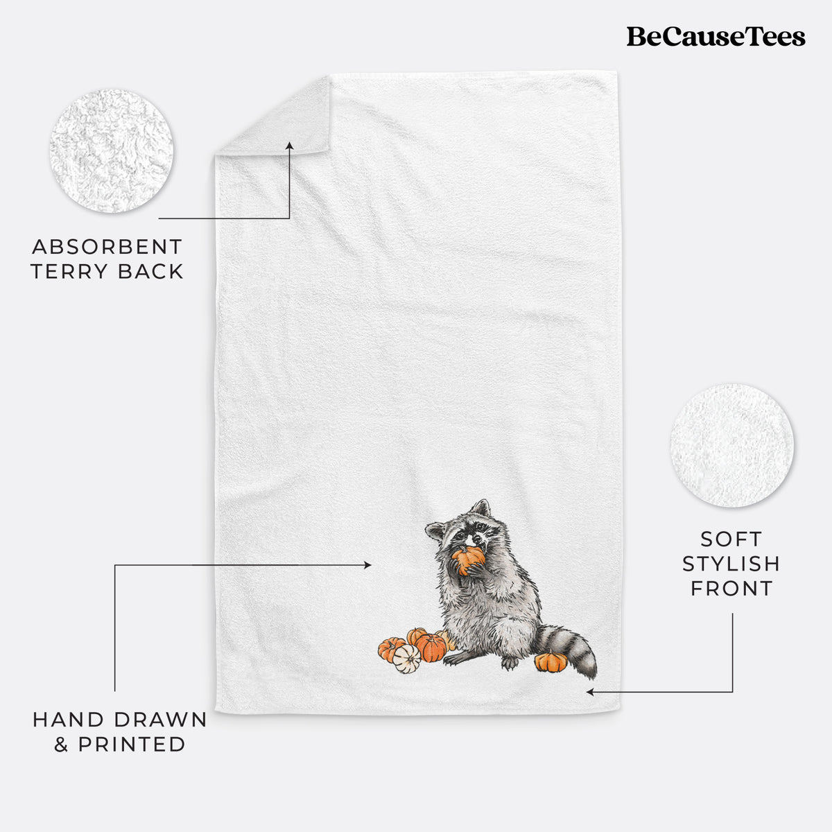 Racoon Pumpkin Bandit - Premium Hand Towel