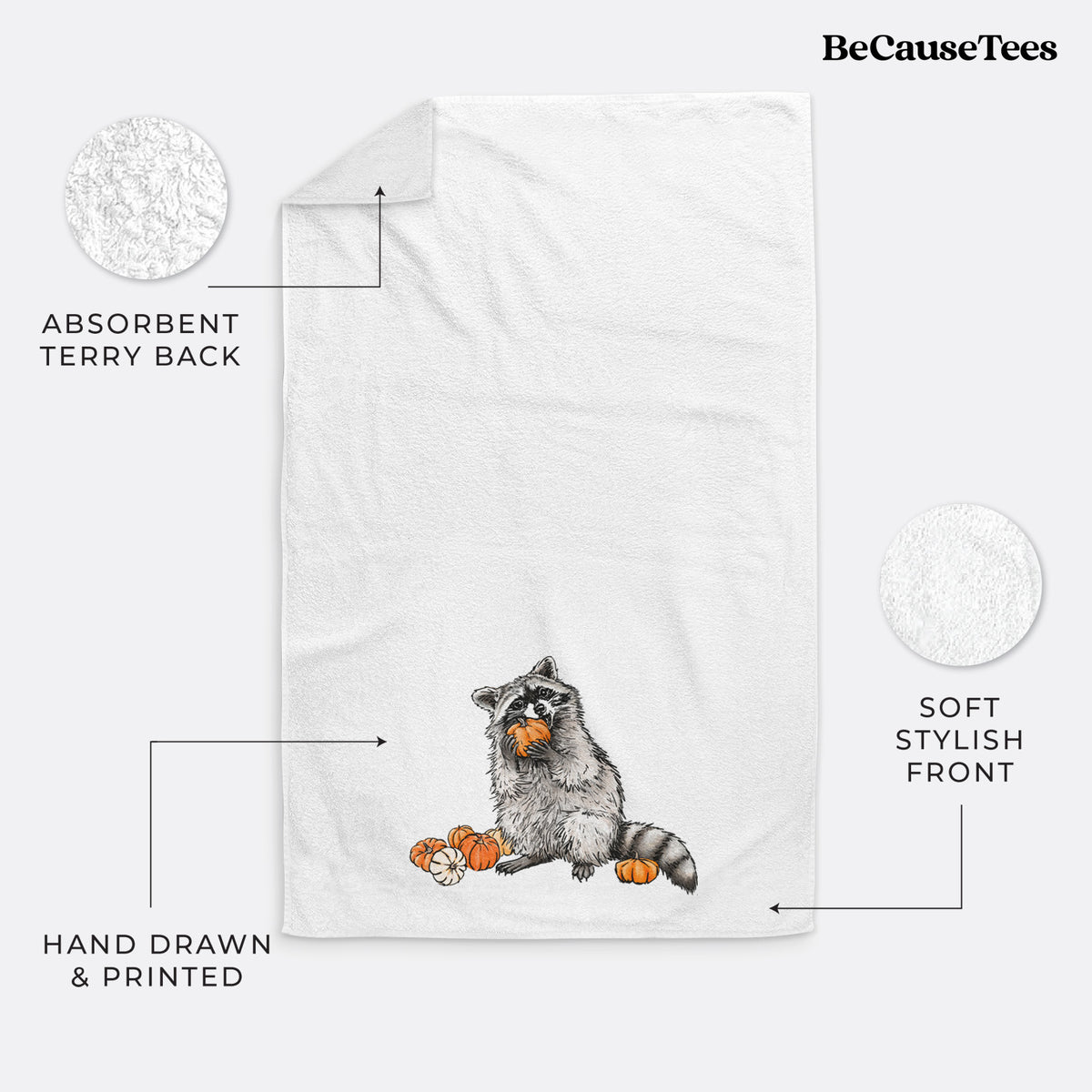 Racoon Pumpkin Bandit - Premium Hand Towel