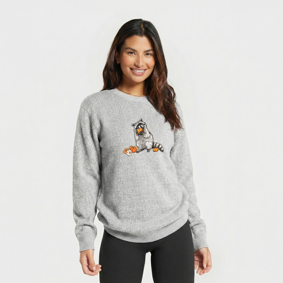 Racoon Pumpkin Bandit - Knit Sweatshirt