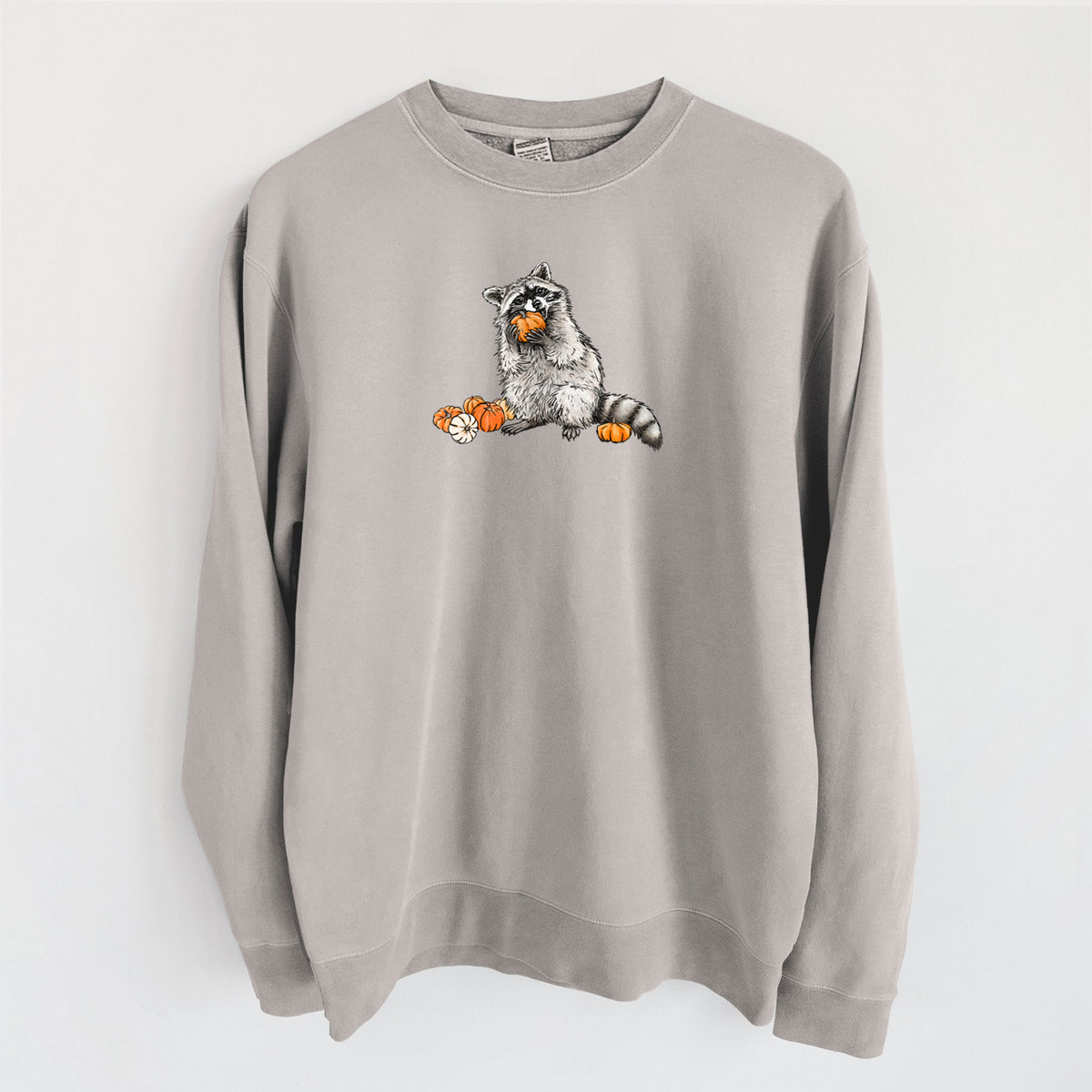 Racoon Pumpkin Bandit - Unisex Pigment Dyed Crew Sweatshirt