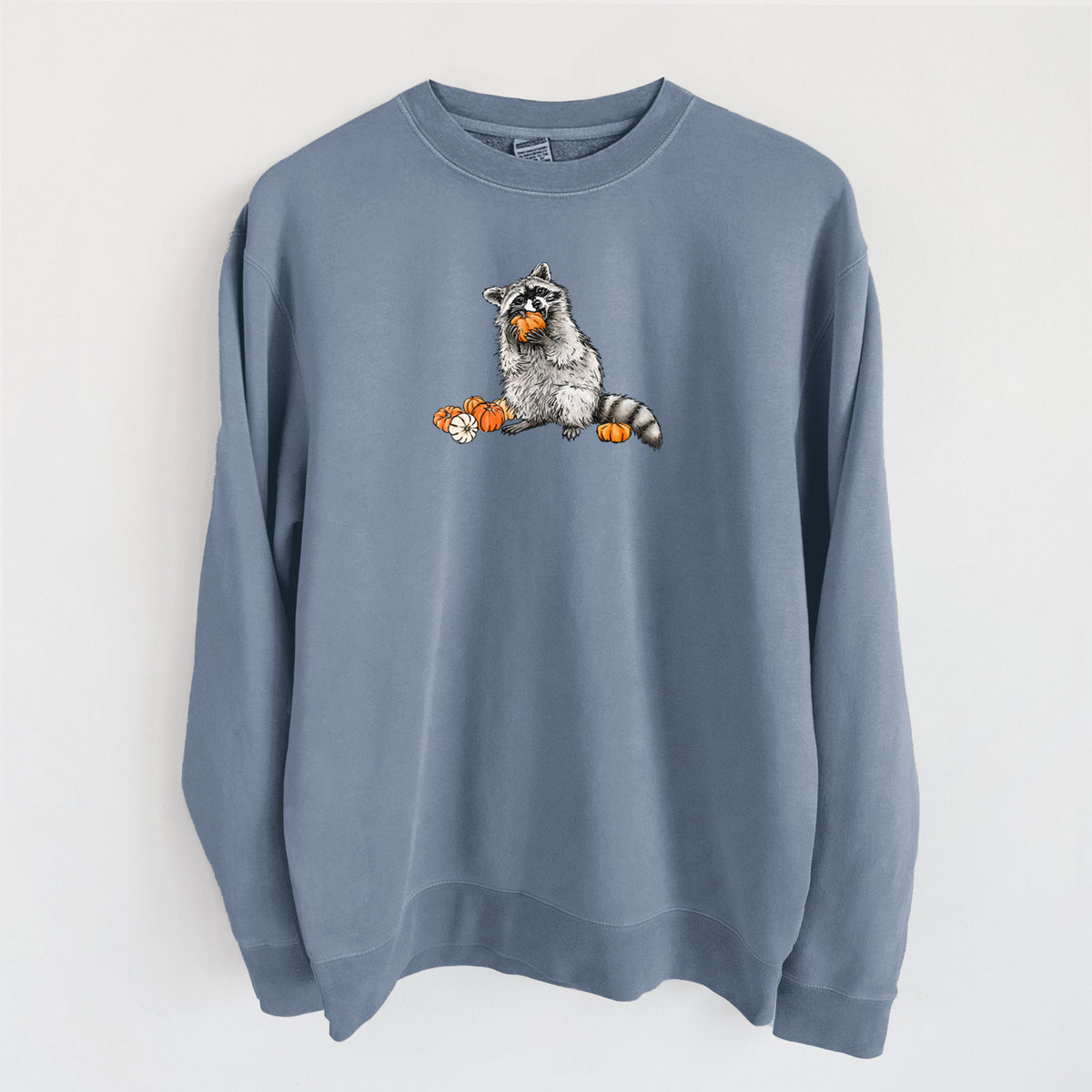 Racoon Pumpkin Bandit - Unisex Pigment Dyed Crew Sweatshirt