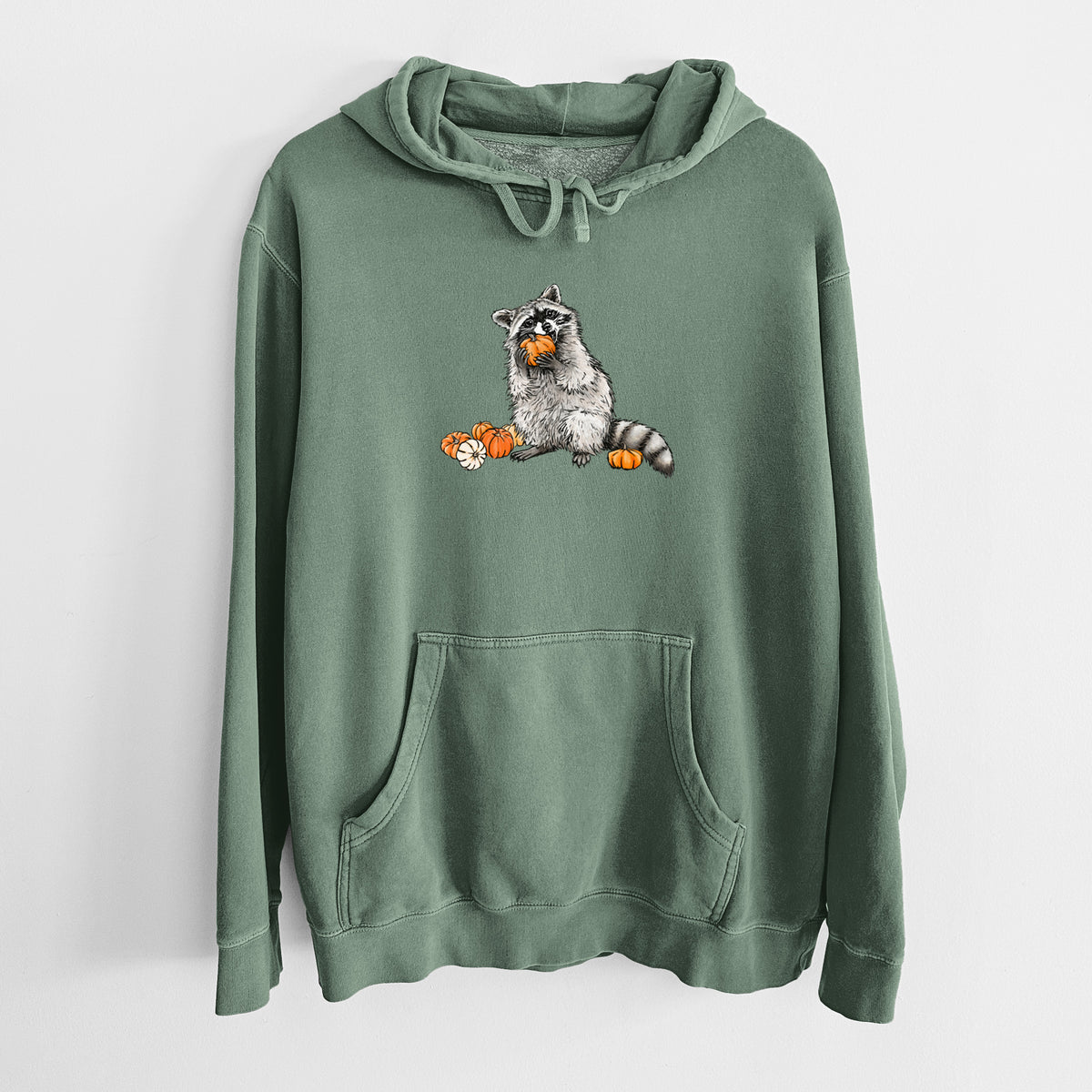 Racoon Pumpkin Bandit - Unisex Pigment Dyed Hoodie