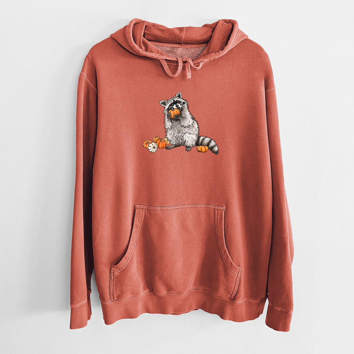 Racoon Pumpkin Bandit - Unisex Pigment Dyed Hoodie