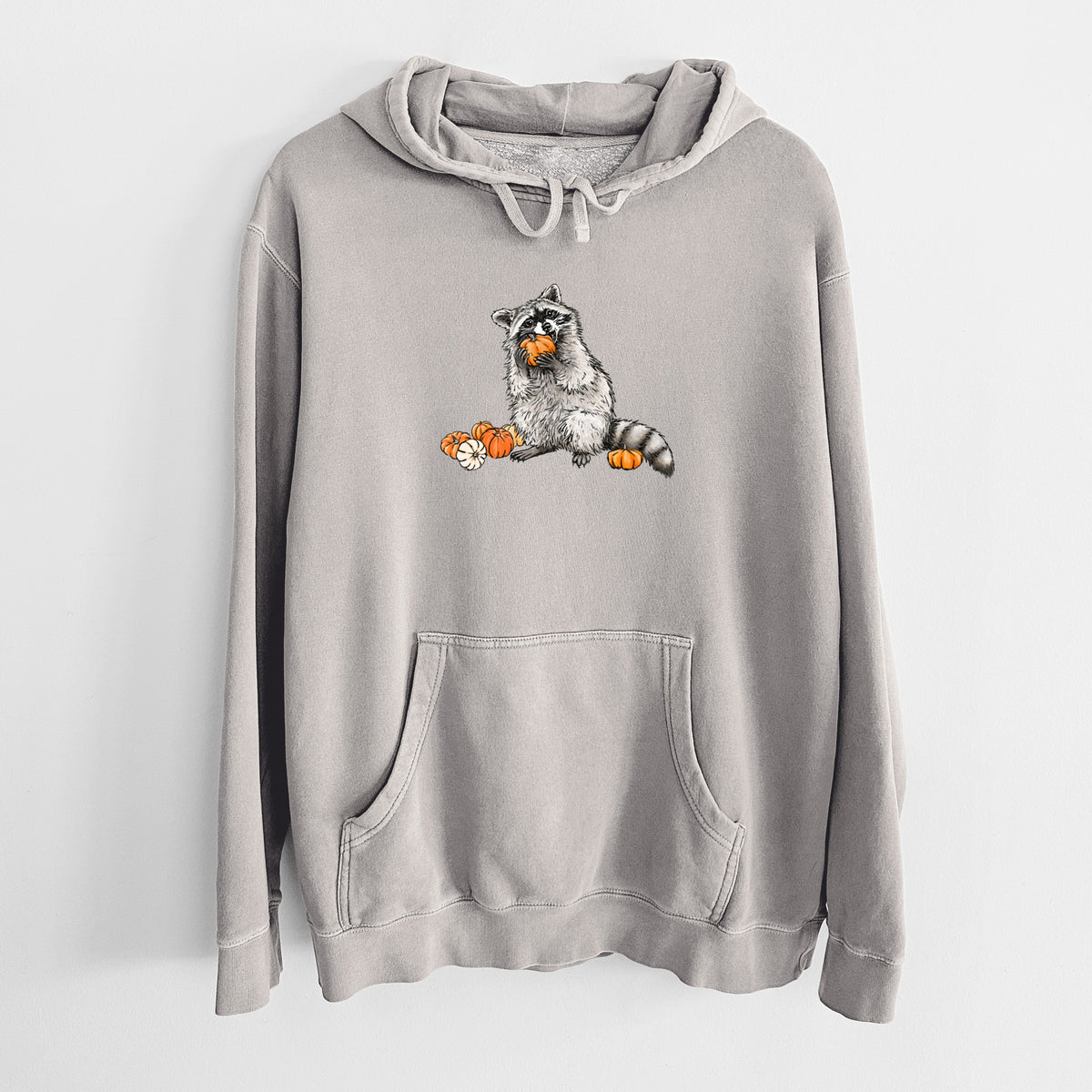 Racoon Pumpkin Bandit - Unisex Pigment Dyed Hoodie