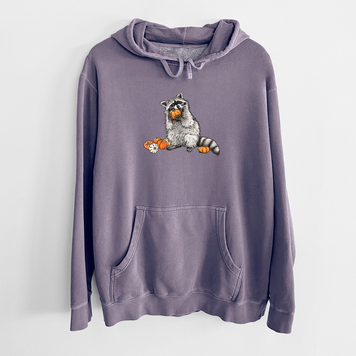 Racoon Pumpkin Bandit - Unisex Pigment Dyed Hoodie