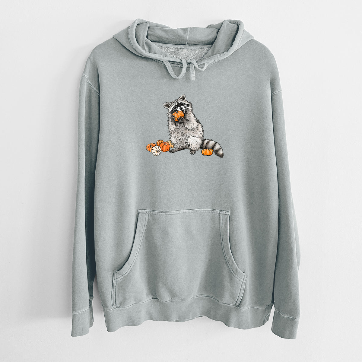 Racoon Pumpkin Bandit - Unisex Pigment Dyed Hoodie