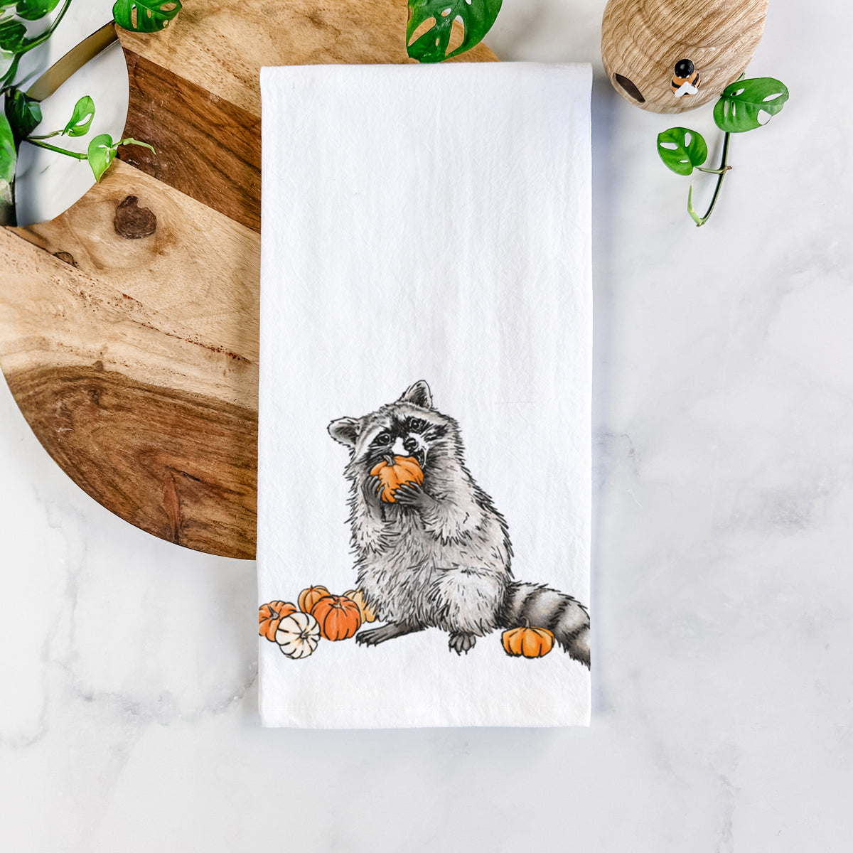 Racoon Pumpkin Bandit - Tea Towel