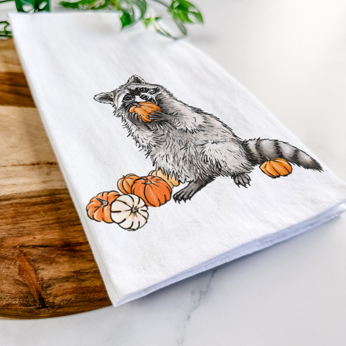 Racoon Pumpkin Bandit - Tea Towel