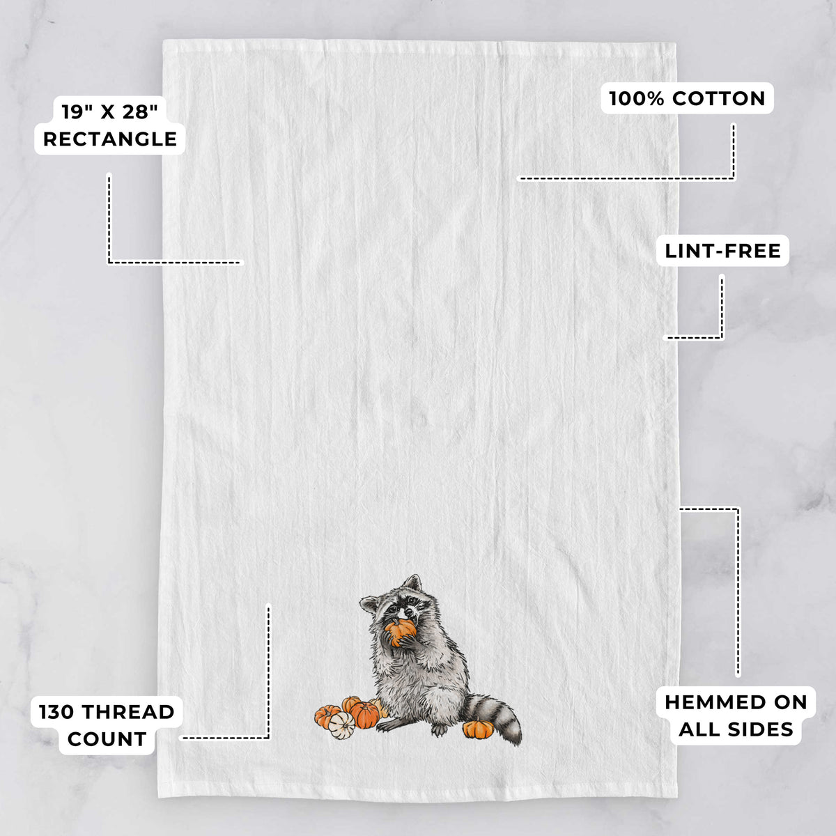 Racoon Pumpkin Bandit - Tea Towel