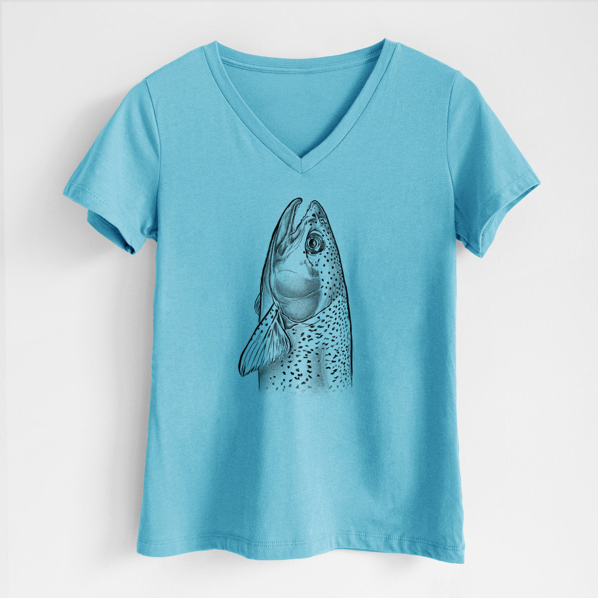 Rainbow Trout - Oncorhynchus mykiss - Women&#39;s Lightweight Relaxed Fit 100% Cotton V-neck