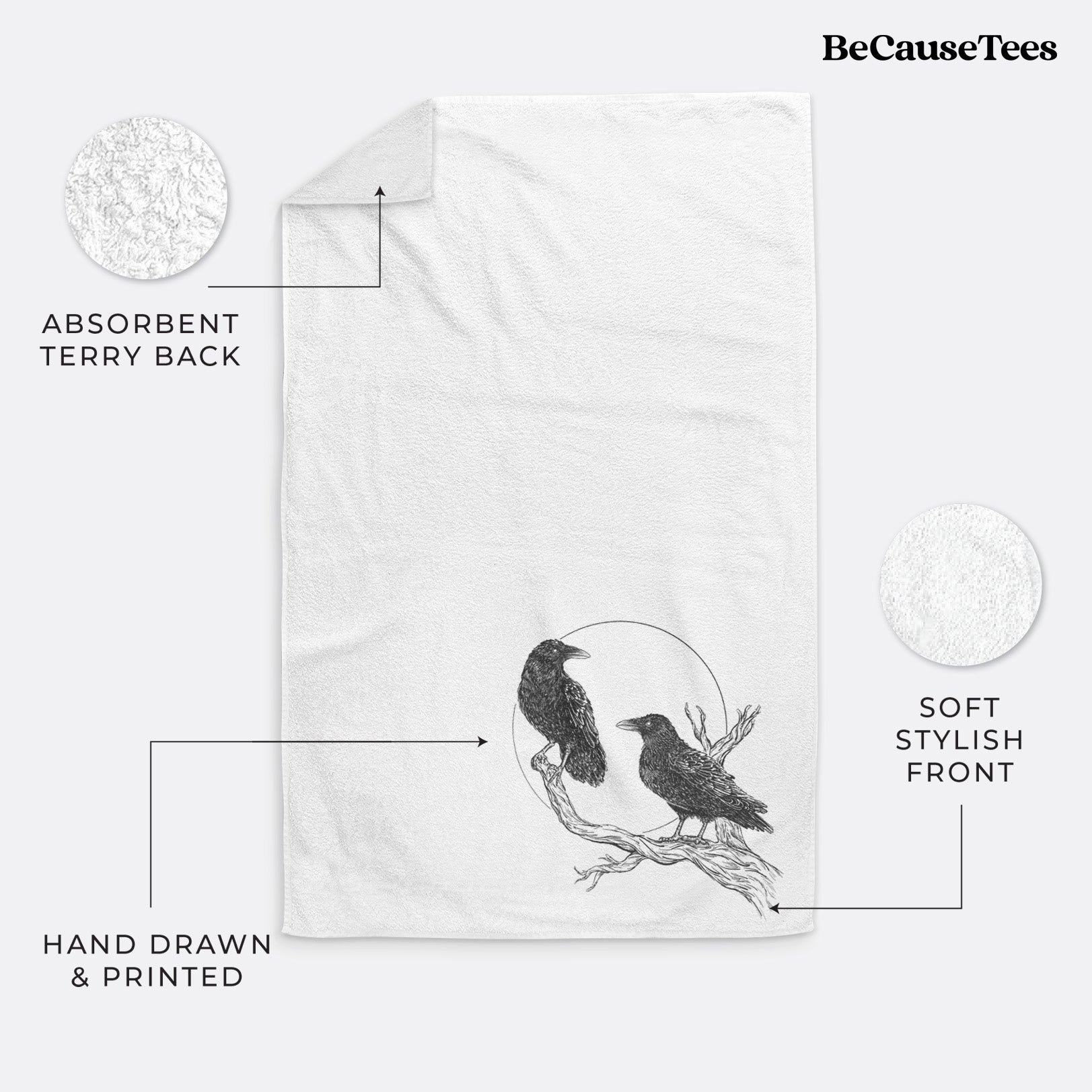 Midnight Ravens Premium Decorative Hand Towel