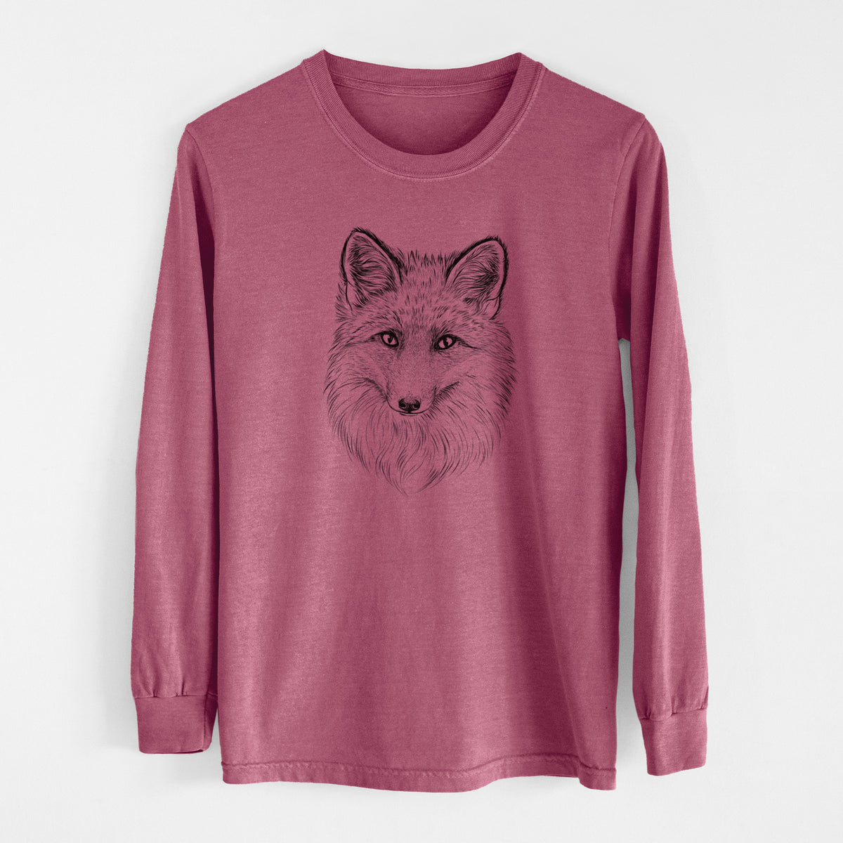 Red Fox - Vulpes vulpes - Men&#39;s Heavyweight 100% Cotton Long Sleeve