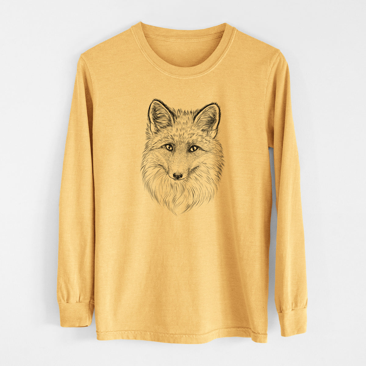 Red Fox - Vulpes vulpes - Men&#39;s Heavyweight 100% Cotton Long Sleeve