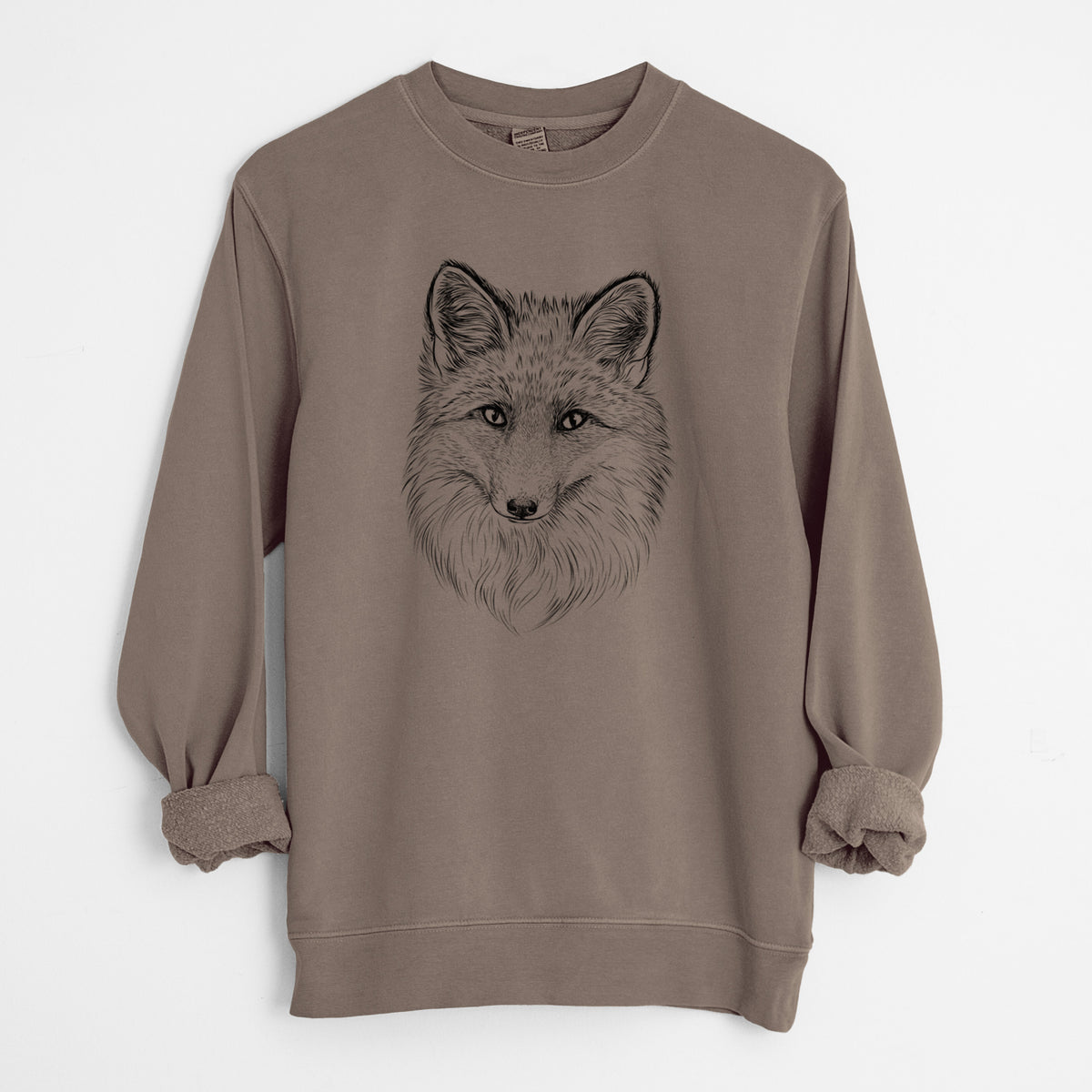 Red Fox - Vulpes vulpes - Unisex Pigment Dyed Crew Sweatshirt in Espresso Brown Color