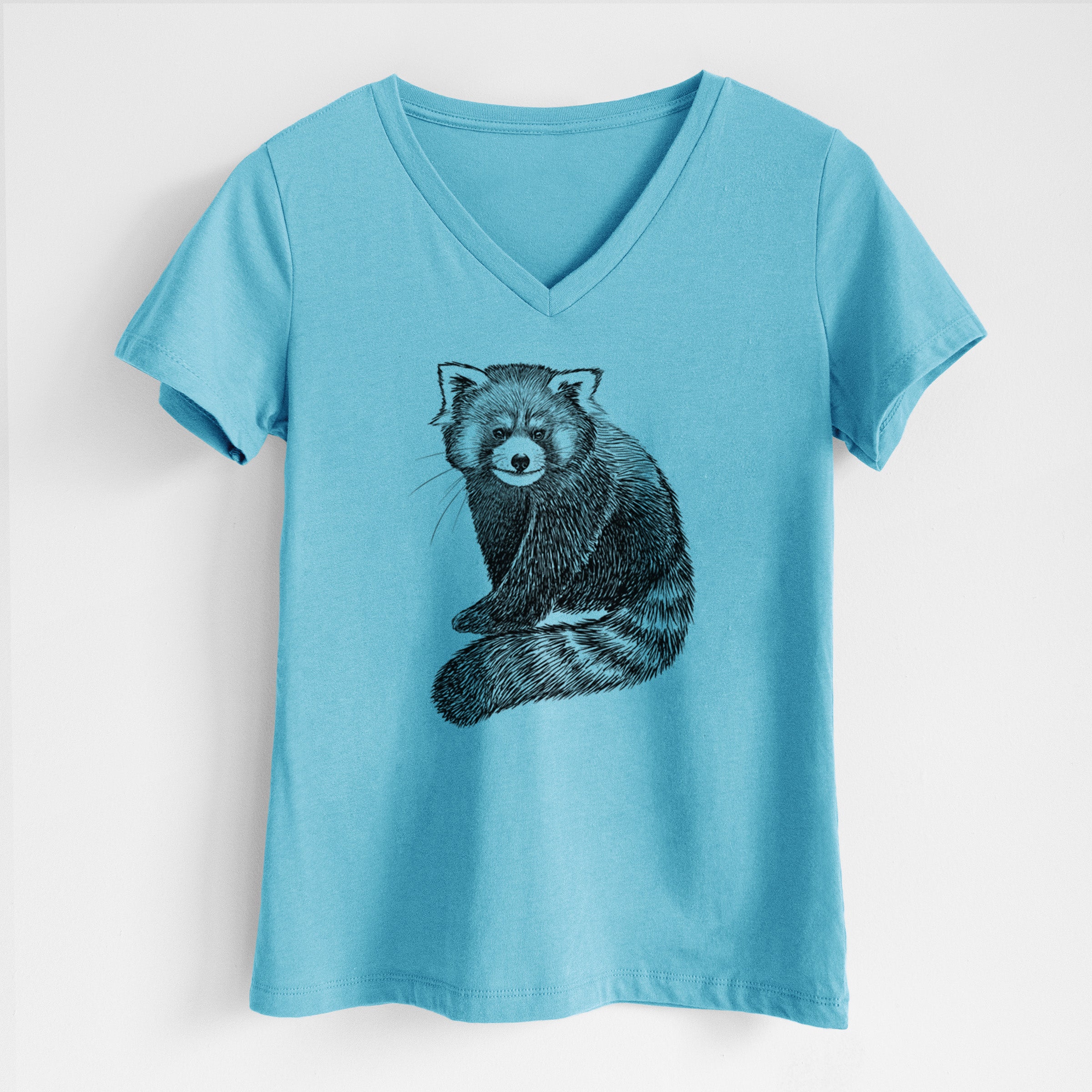 Red Panda - Ailurus fulgens styani - Women's Lightweight Relaxed Fit 100% Cotton V-neck