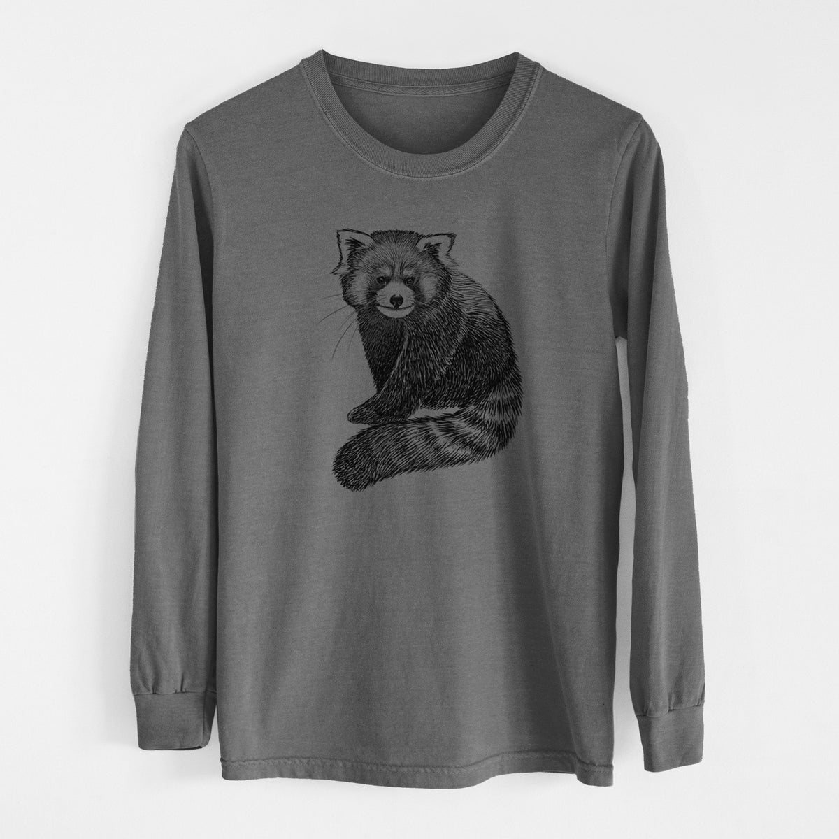 Red Panda - Ailurus fulgens styani - Men&#39;s Heavyweight 100% Cotton Long Sleeve