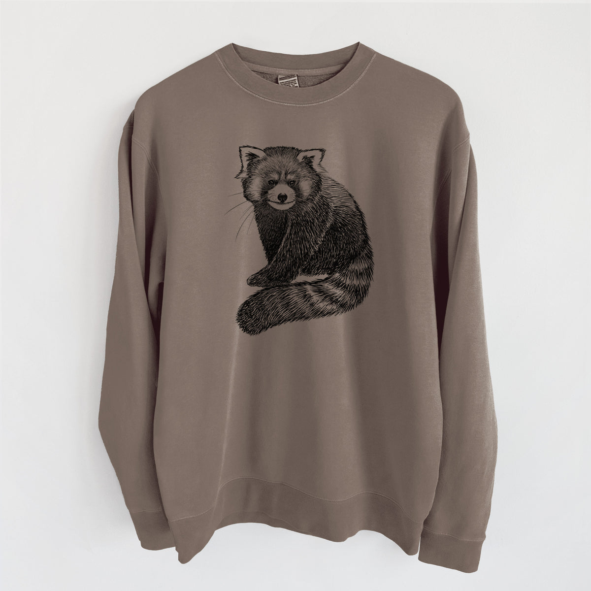 Red Panda - Ailurus fulgens styani - Unisex Pigment Dyed Crew Sweatshirt in Espresso Brown Color